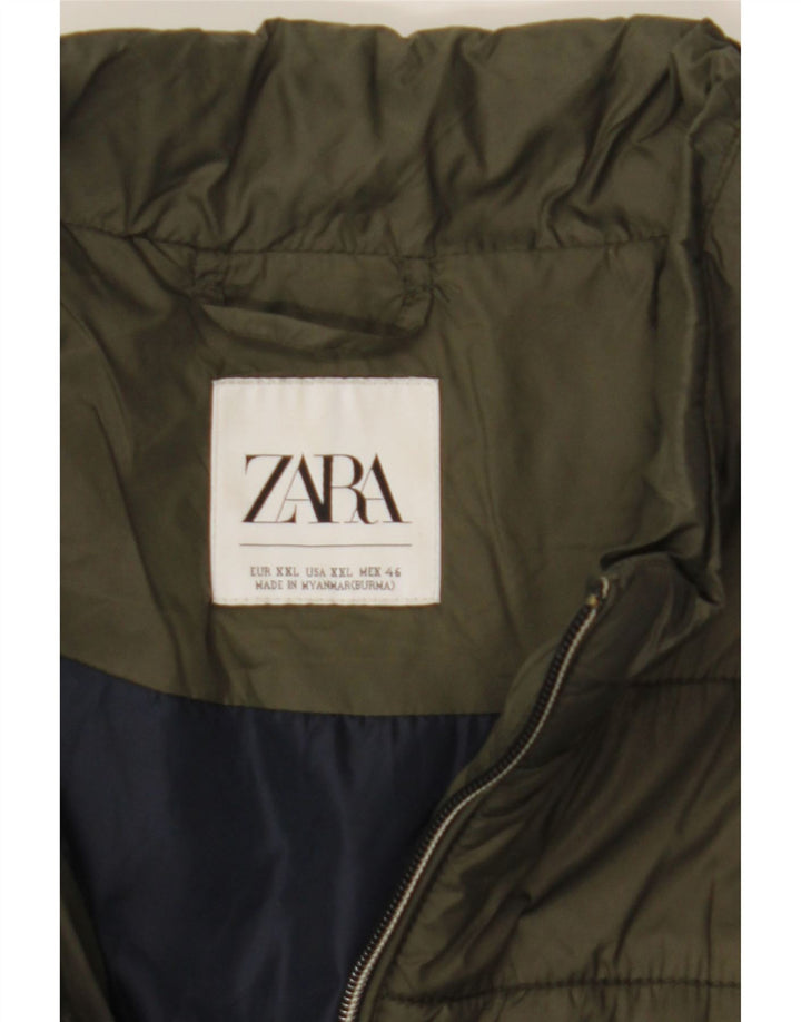 Zara Herre Polstret Gilet UK 44 2XL Khaki