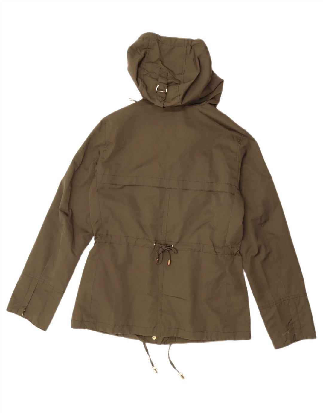 MASSIMO DUTTI Dame Hooded Parka Jacket UK 16 Large Green Polyester