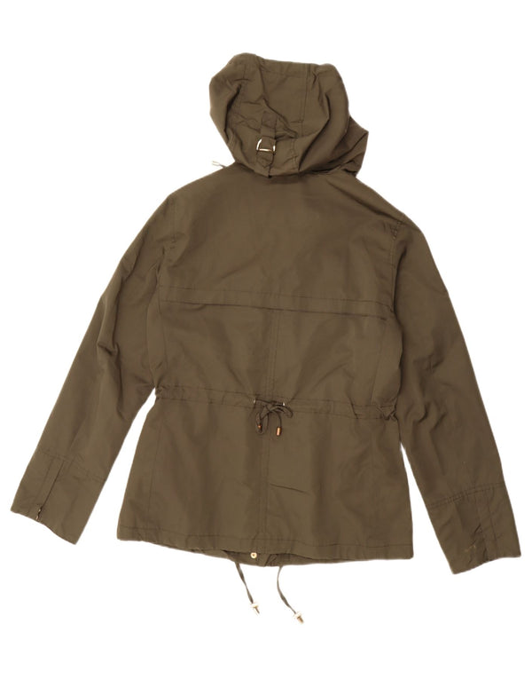 MASSIMO DUTTI Womens Hooded Parka Jacket UK 16 Large Green Polyester