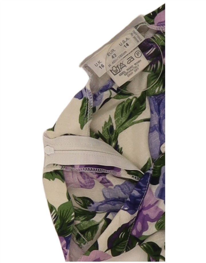 Simon Jeffrey Dame Stropløs Kjole UK 16 Large Multicolored Floral