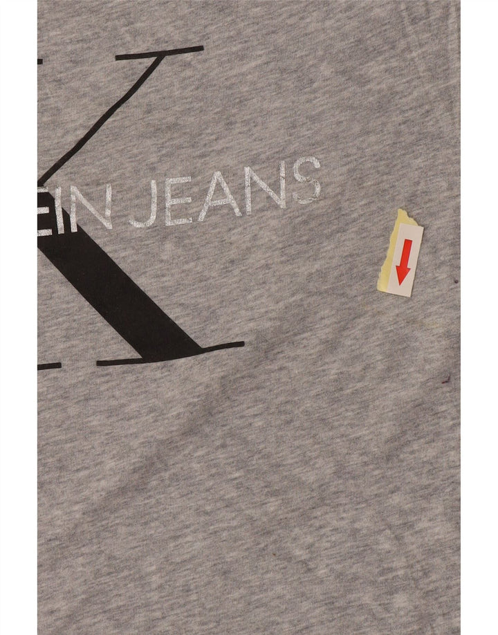 Calvin Klein Dame Grafisk T-Shirt Top UK 18 XL Grå Bomuld