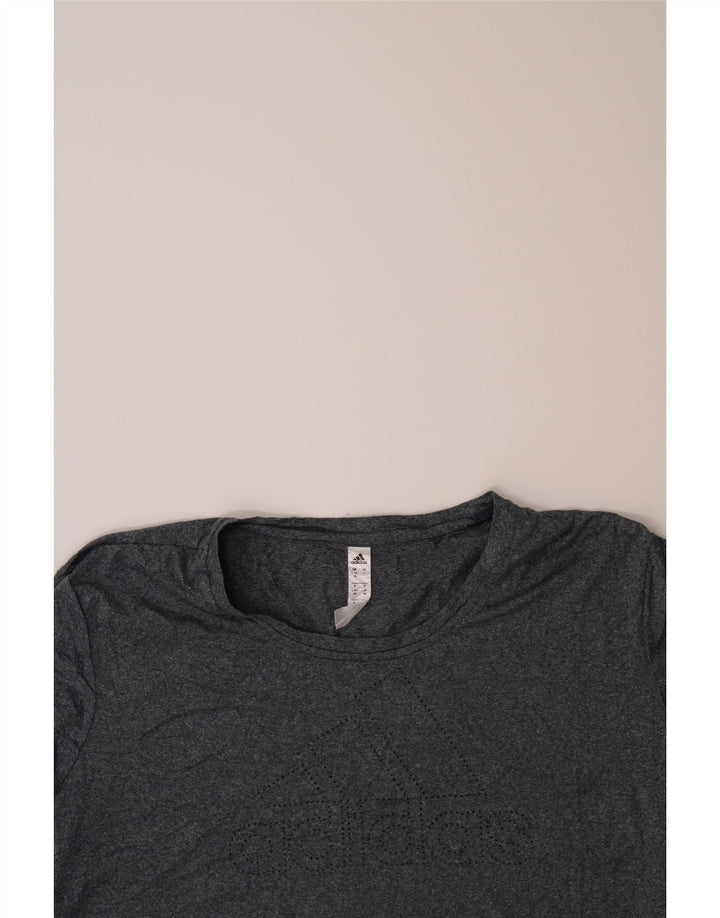 ADIDAS Womens Graphic T-Shirt Top UK 16/18 Large Grey Polyester Vintage Adidas and Second-Hand Adidas from Messina Hembry 