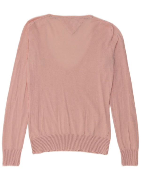 Tommy Hilfiger Dame V-hals sweater UK 12 Medium Pink