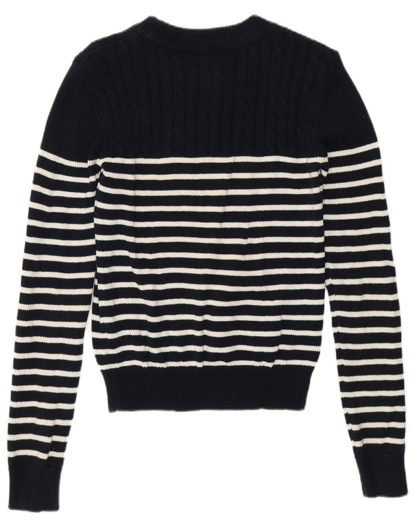 Jack Wills Dame Crew Neck Jumper Sweater UK 8 Small Navy Blue Striped