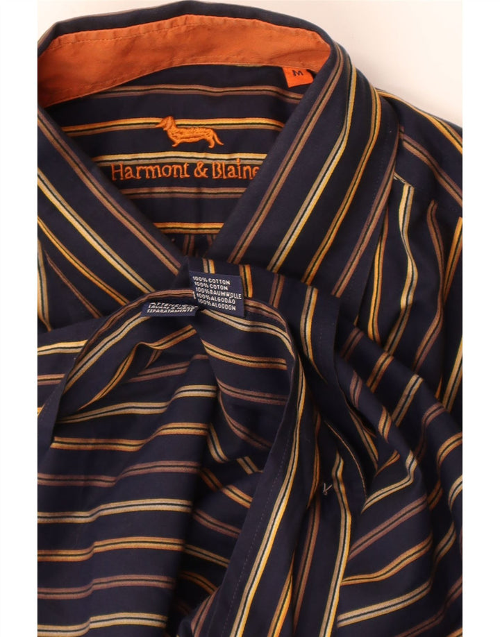 Harmont & Blaine herreskjorte medium marineblå stribet bomuld