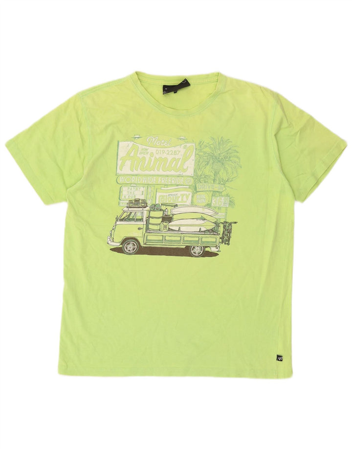 Animal Herre Grafisk T-Shirt Top Medium Grøn Bomuld