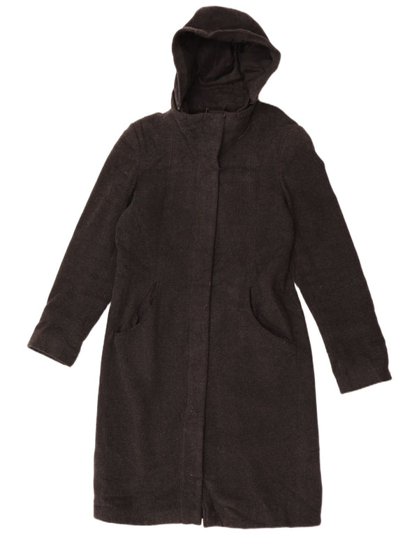 Topshop Dame Hætteoverfrakke UK 12 Medium Grey Flecked Wool