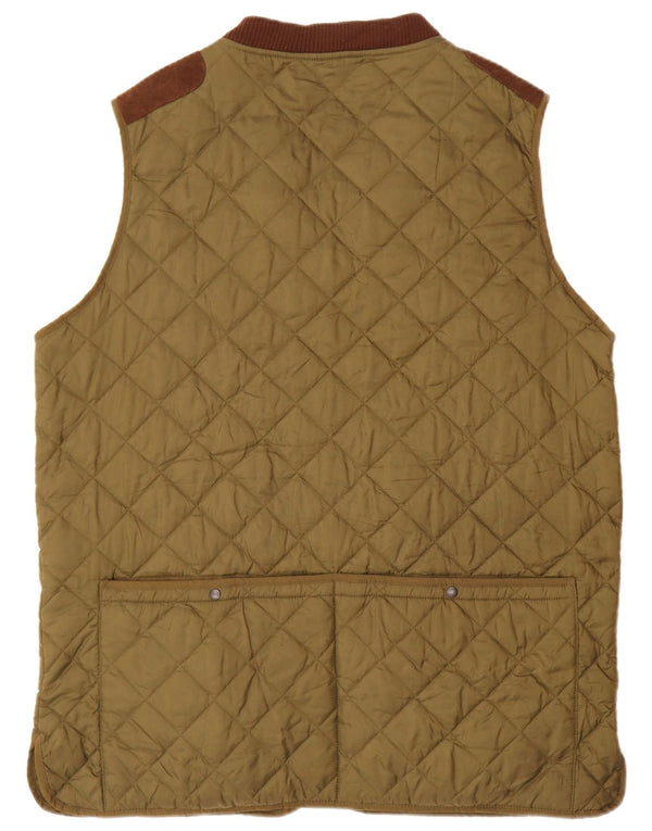Barbour Herre Quiltet Gilet UK 42 XL Khaki Colourblock Polyamid