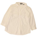EDDIE BAUER skjortebluse med 3/4 ærmer til kvinder UK 18 XL Hvid bomuld