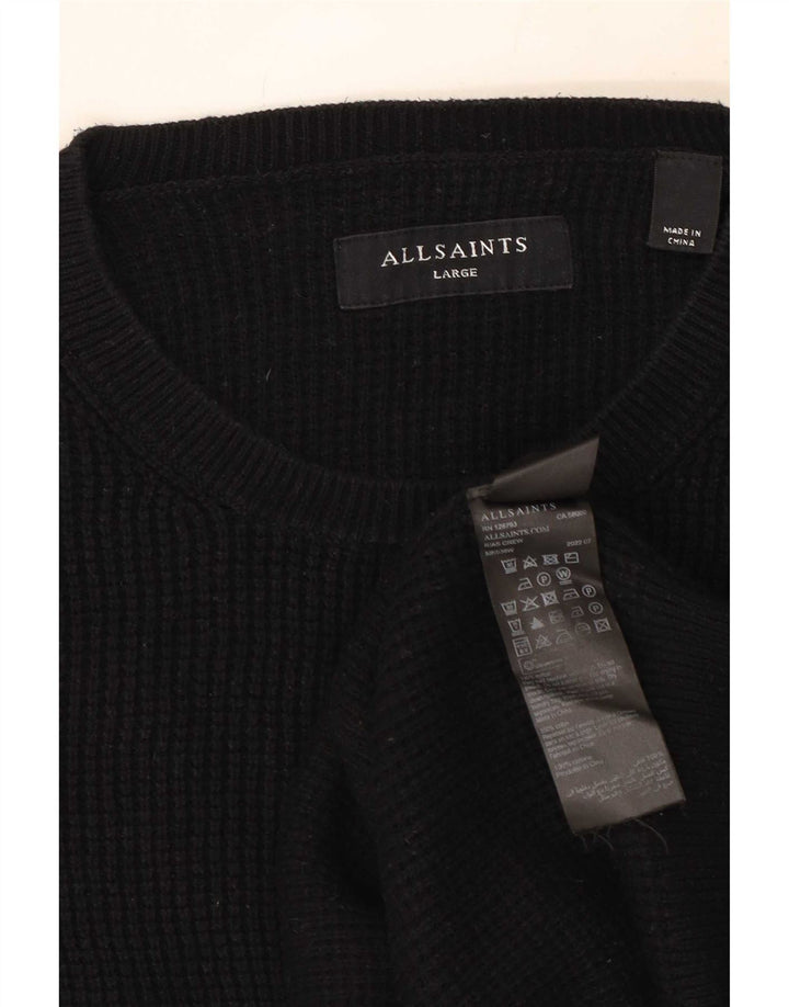 All Saints Herre Crew Neck Jumper Sweater Stor Sort Bomuld
