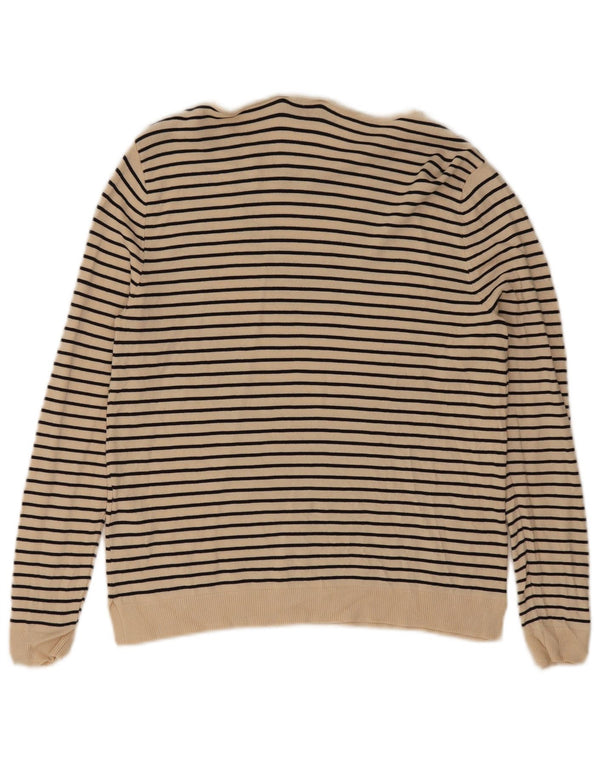 Zara Dame Boat Neck Jumper Sweater UK 10 Small Beige Stribet Nautical