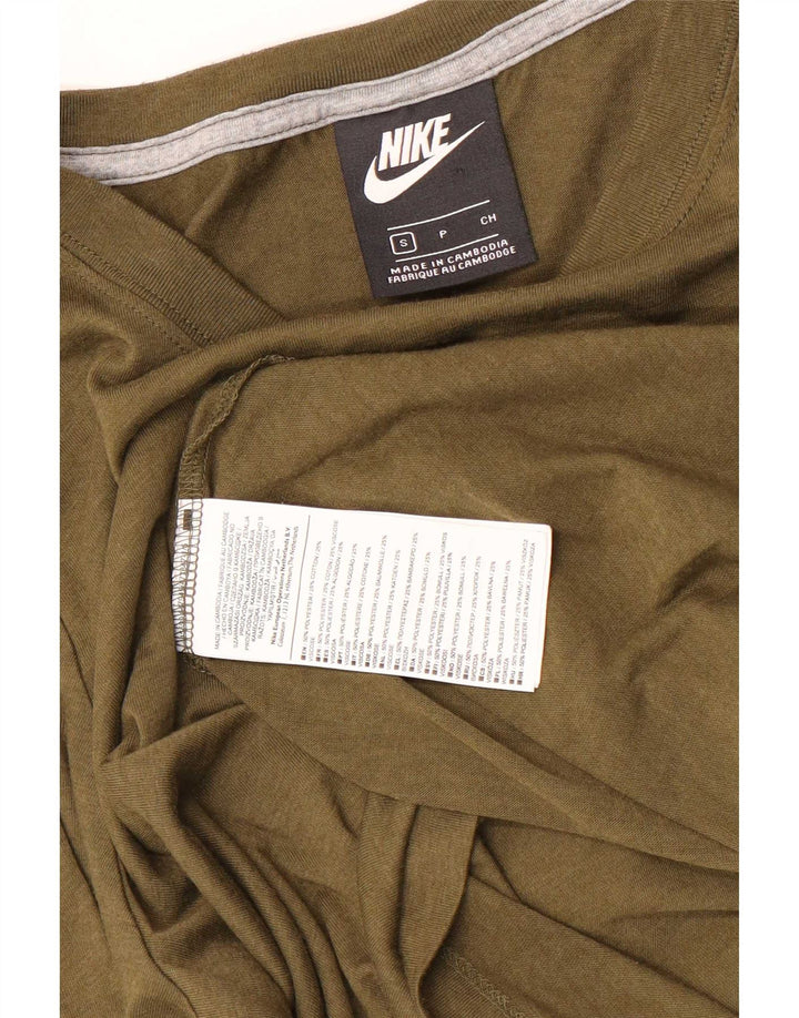 Nike Grafisk T-Shirt Top UK 10 Small Khaki Polyester
