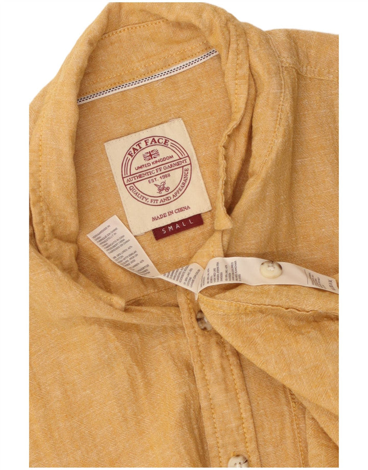 Fat Face Herre kortærmet skjorte lille gul hør