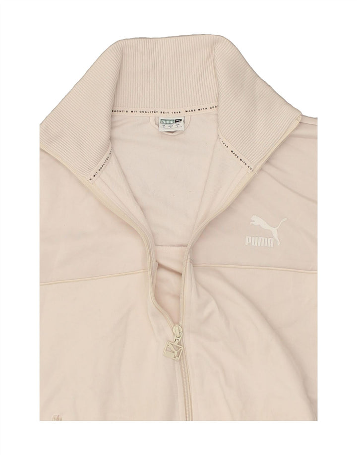 PUMA Womens Oversized Tracksuit Top Jacket UK 10 Small Beige Polyester | Vintage Puma | Thrift | Second-Hand Puma | Used Clothing | Messina Hembry 