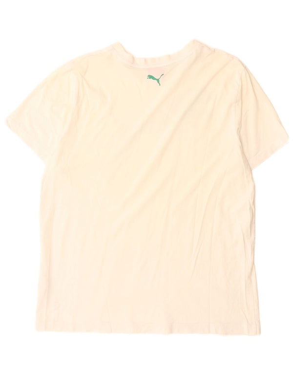 Puma Herre Grafisk T-Shirt Top Stor Hvid Bomuld