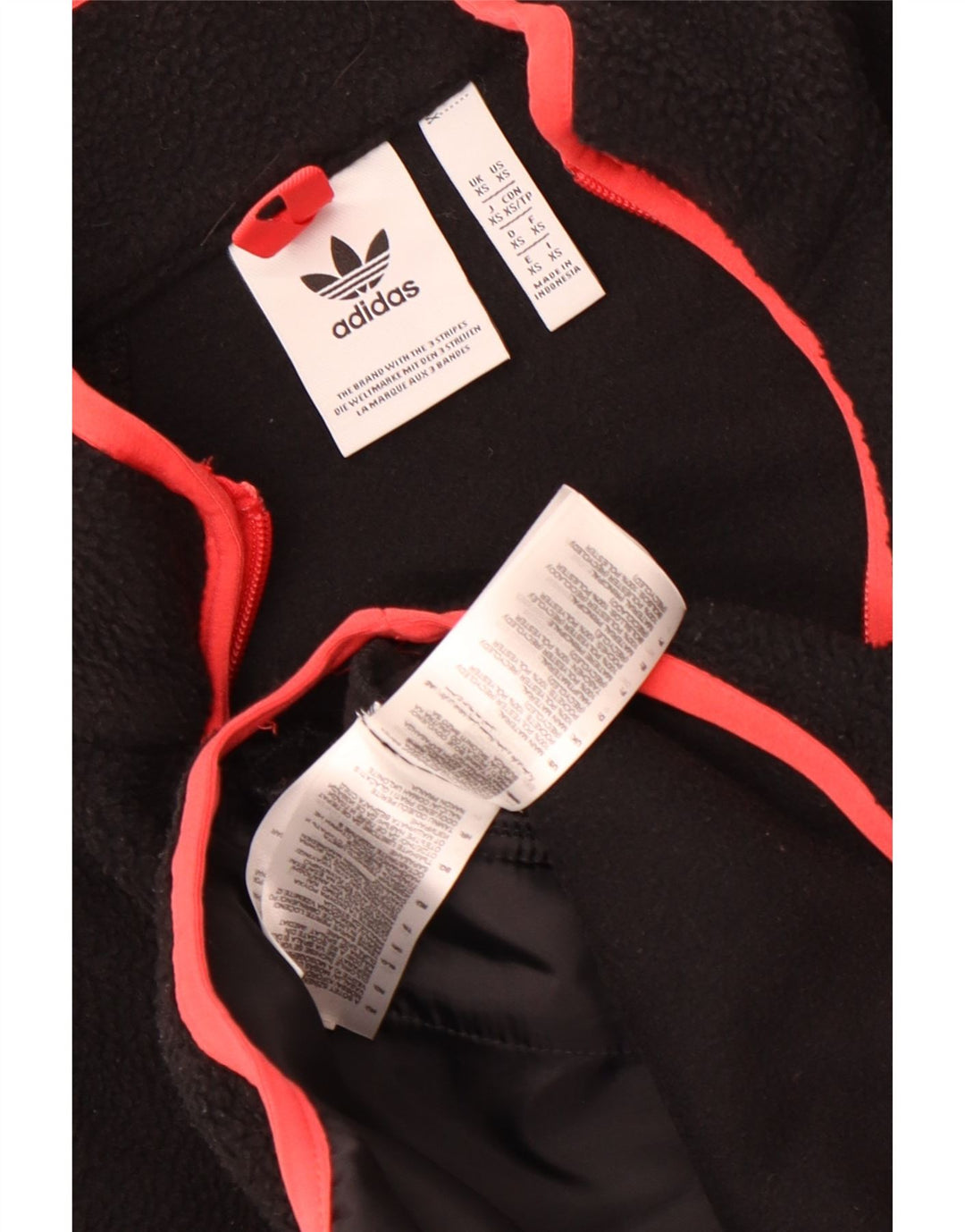 Adidas Dame Oversized Fleecejakke UK 6 XS Sort Polyester
