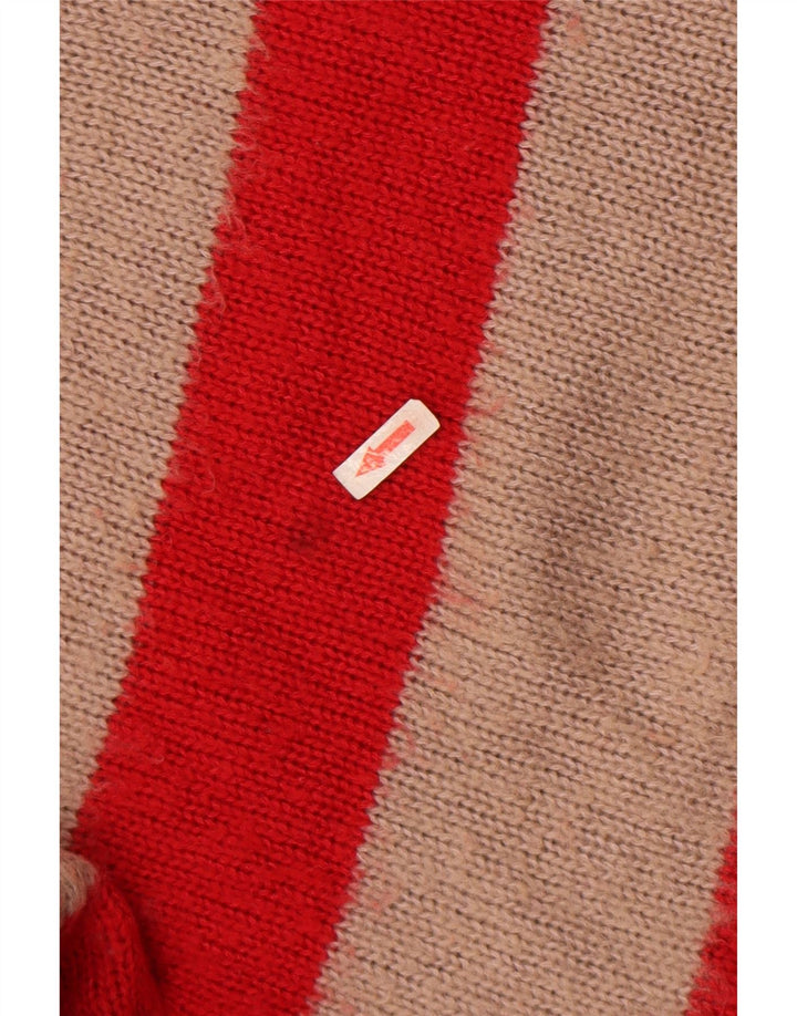 All Saints Herre Oversized V-hals sweater Stor rød stribet akryl