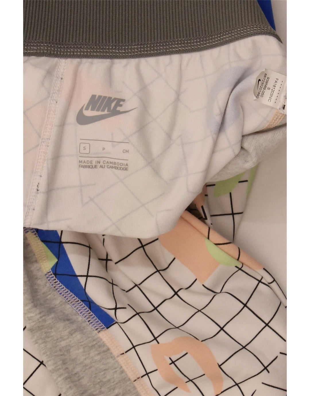 Nike Dame træningsdragt Bukser Joggers UK 8 Small Grey Geometric