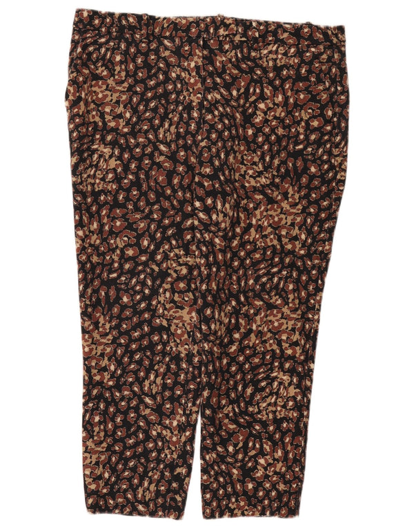 Marks & Spencer Womens Capri Trousers UK 18 XL W38 L23 Black Animal Print