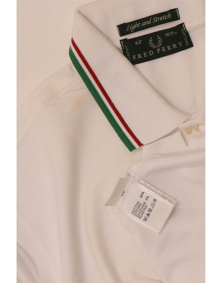 Fred Perry Herre let og stræk poloshirt Medium hvid bomuld