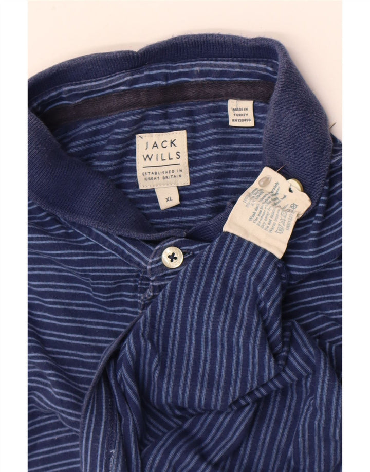 Jack Wills herre poloshirt XL blå stribet bomuld