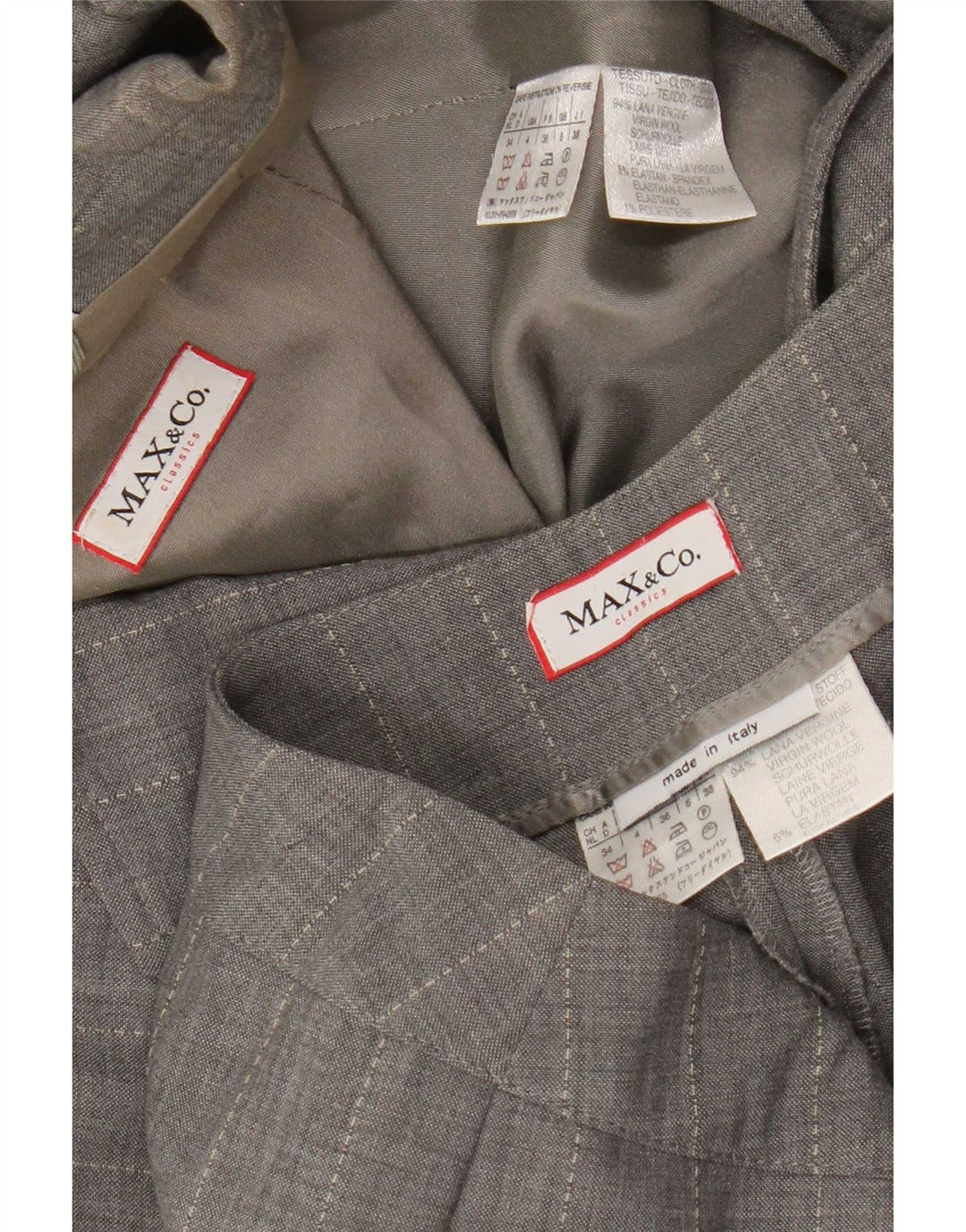 Max & Co. Damedragt med 2 knapper UK 6 XS W28 L31 Grå nålestribe
