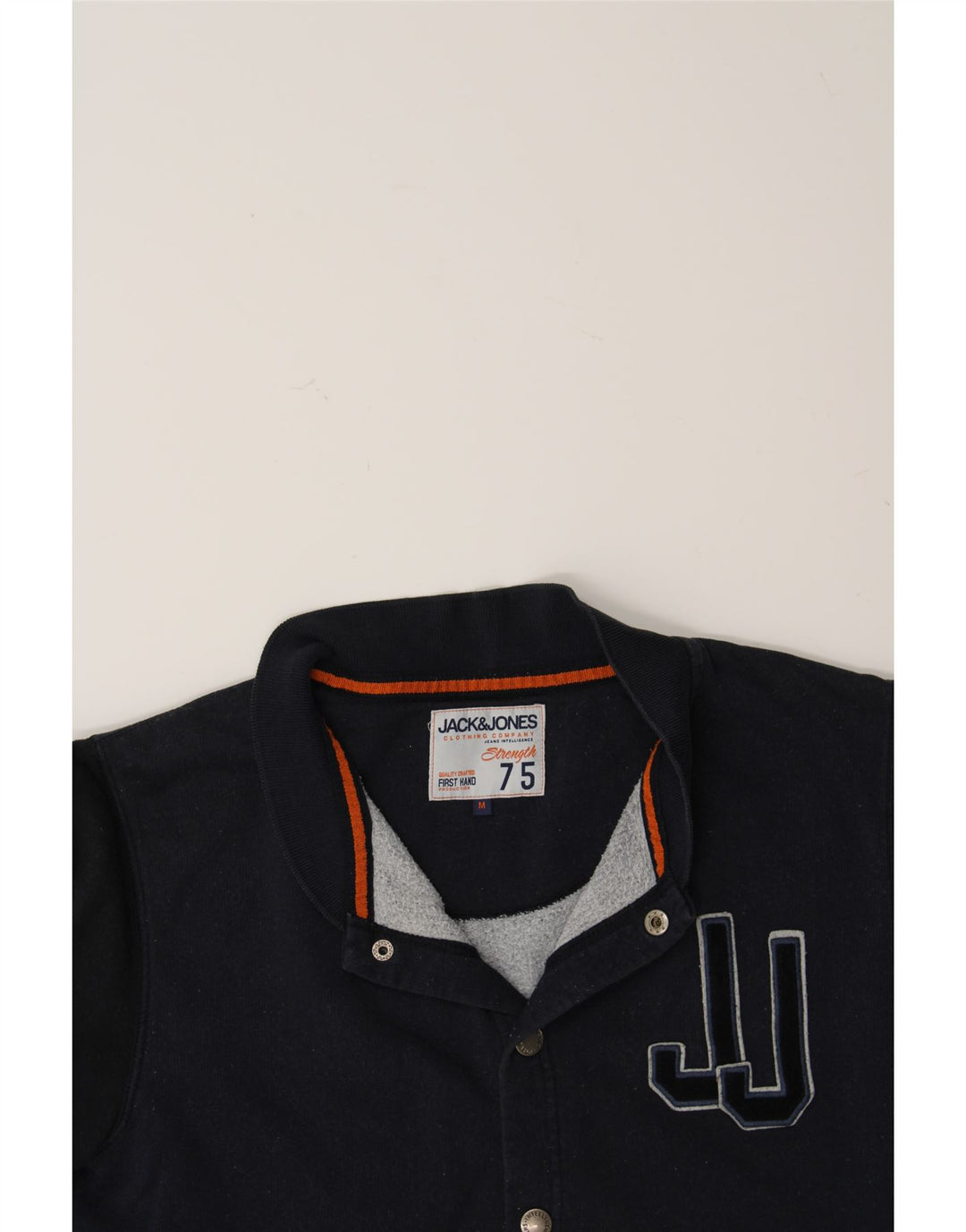 JACK & JONES Mens Varsity Jacket UK 38 Medium Navy Blue Cotton Vintage Jack & Jones and Second-Hand Jack & Jones from Messina Hembry 