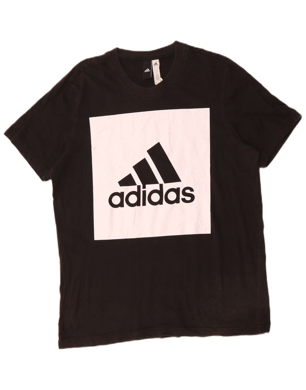ADIDAS Grafisk T-shirt top til mænd Stor sort farveblok bomuld