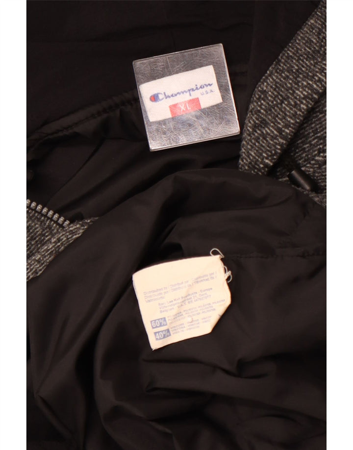 CHAMPION Herre hættejakke i fleece UK 42 XL Grå nålestribet polyester