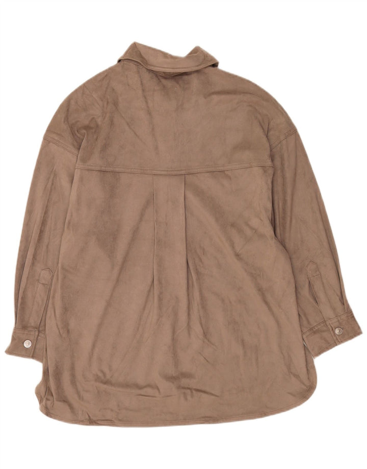 Zara Velourskjorte til kvinder UK 14 Medium Grey Polyester