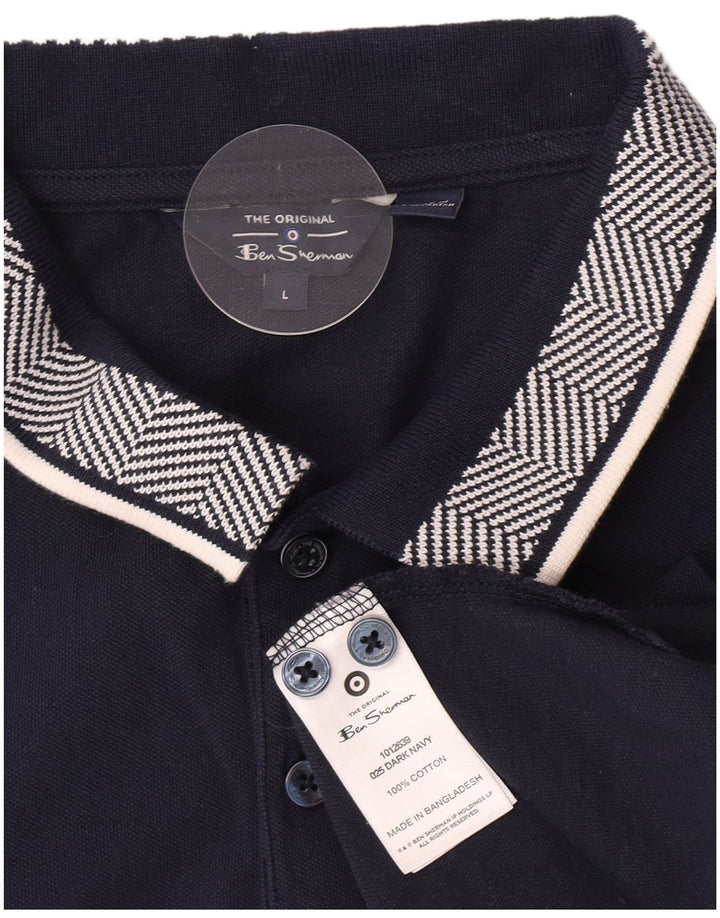 Ben Sherman herre poloshirt Stor marineblå stribet bomuld