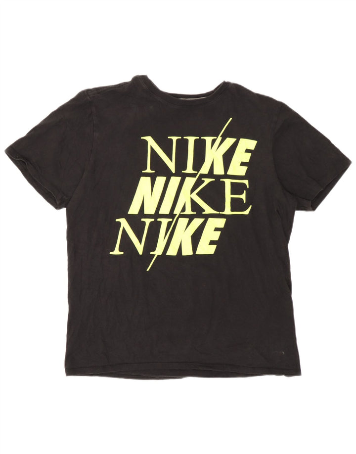 Nike Dame Athletic Cut Grafisk T-Shirt Top UK 14 Medium Sort