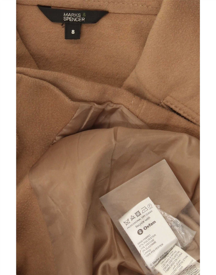 Marks & Spencer Womens Pea Coat UK 8 Small Brown Polyester
