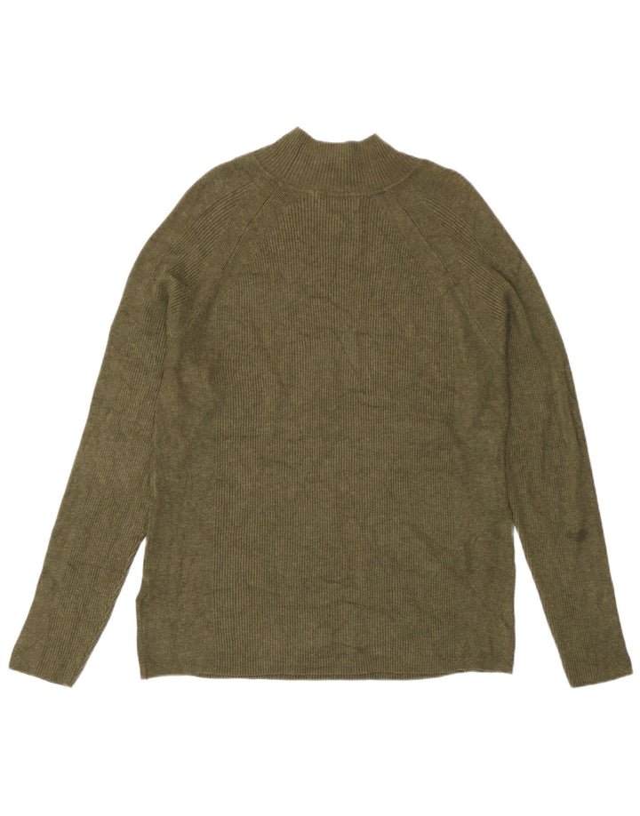 Marks & Spencer Dame Turtle Neck Jumper Sweater UK 16 Stor Khaki Viscose