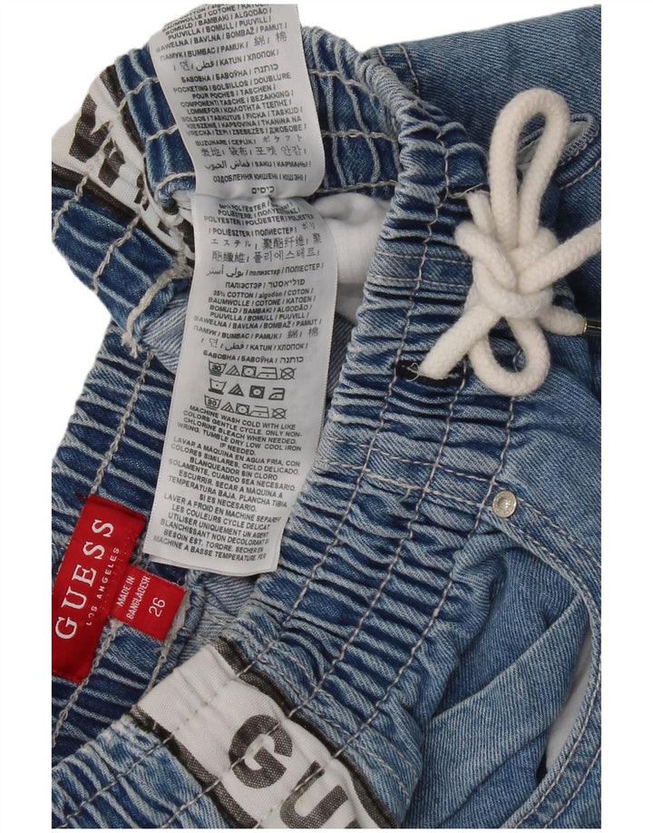 Guess grafiske denimshorts til kvinder W26 Small Blue Colourblock Polyester