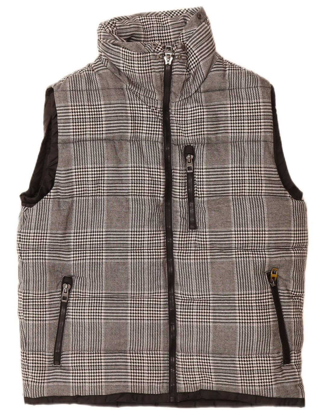Zara Herre Polstret Gilet UK 42 XL Grå ternet polyester