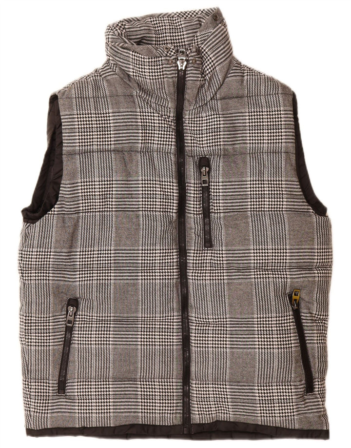 Zara Herre Polstret Gilet UK 42 XL Grå ternet polyester
