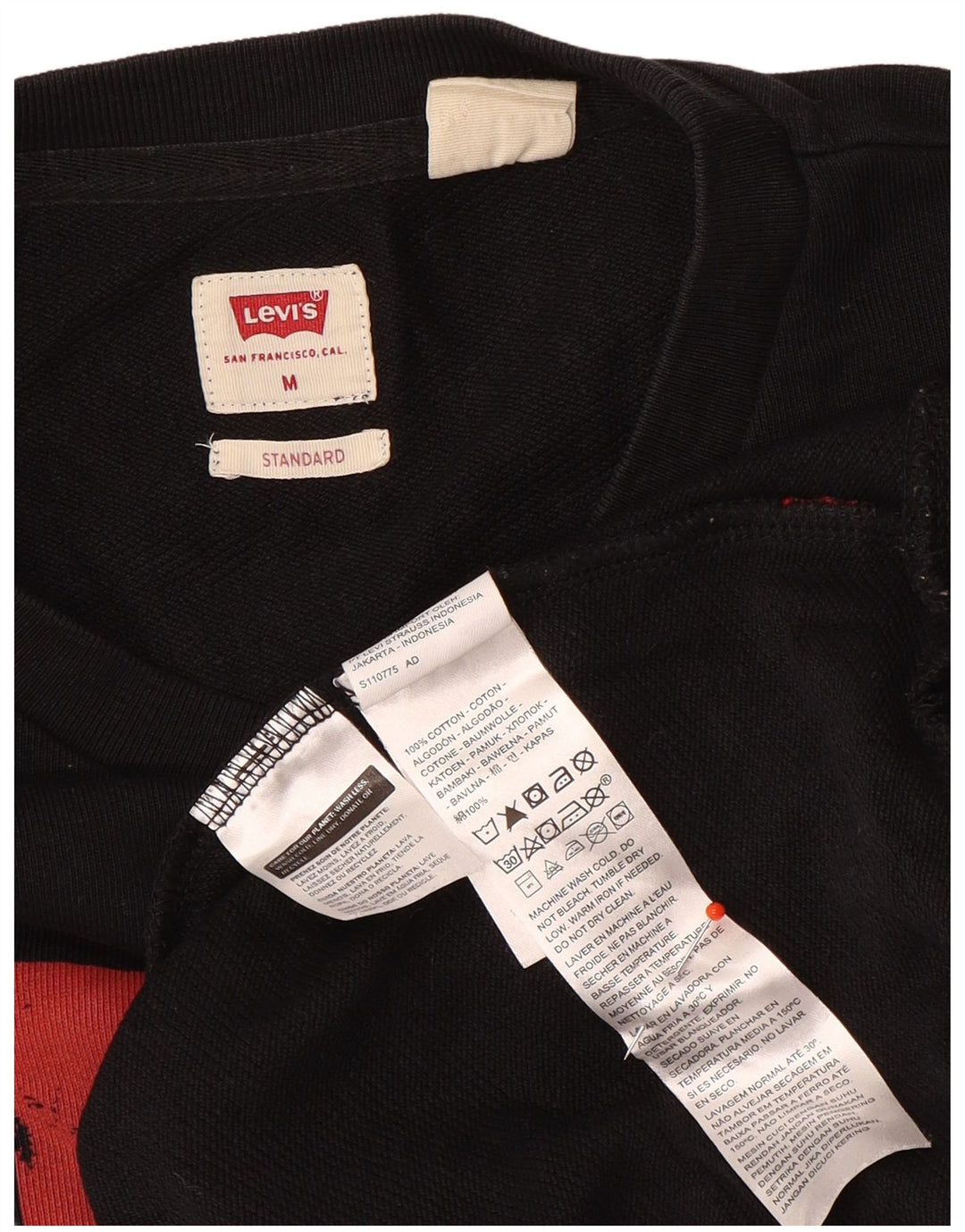 Levi's Herre Standard Graphic Sweatshirt Jumper Medium Sort Bomuld