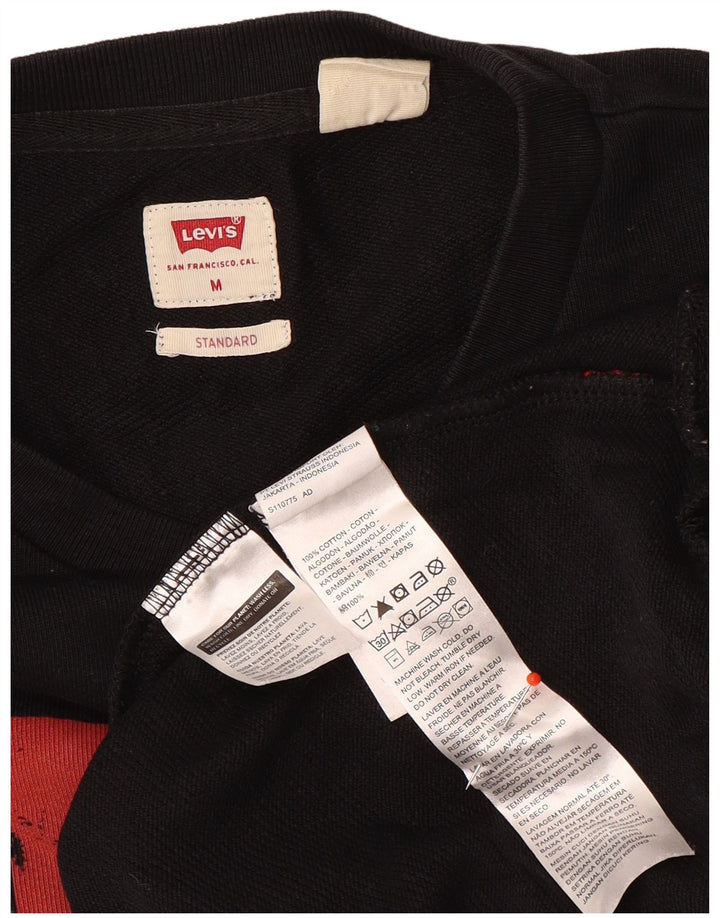 Levi's Herre Standard Graphic Sweatshirt Jumper Medium Sort Bomuld