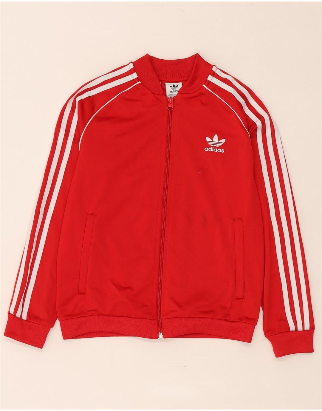 Adidas Drenge Træningsdragt Topjakke 10-11 År Rød Polyester