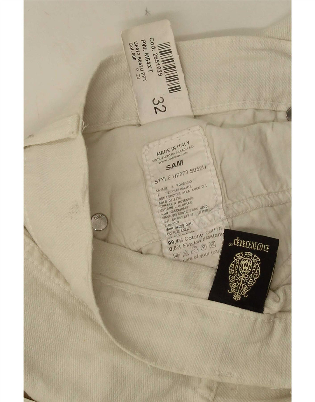 Dondup Herre Slim Casual Bukser W32 L32 Hvid Bomuld