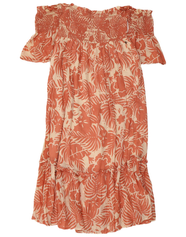 PEPE JEANS Kvinder Off Shoulder Kjole UK 8 Small Pink Floral Viscose