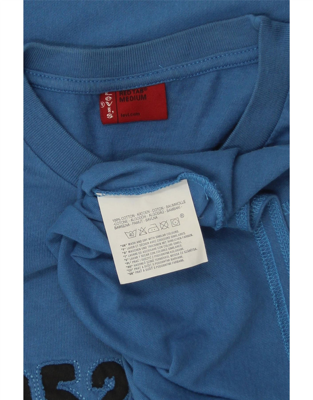 LEVI'S Herre grafisk top Langærmet mellemblå bomuld