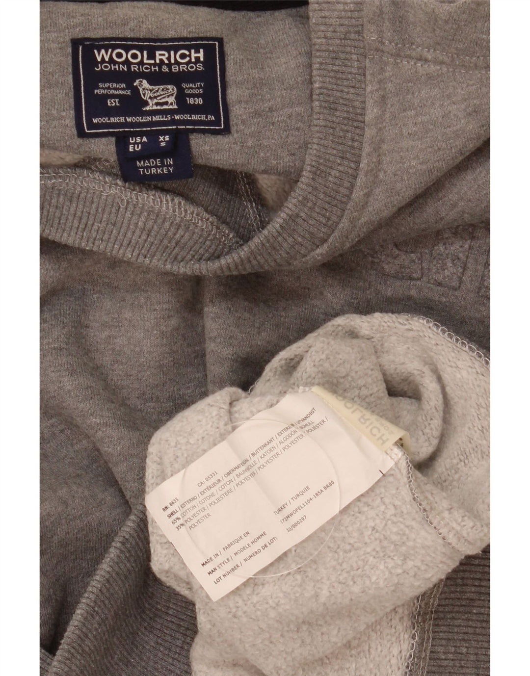 Woolrich grafisk sweatshirt til mænd, lille grå flækket bomuld