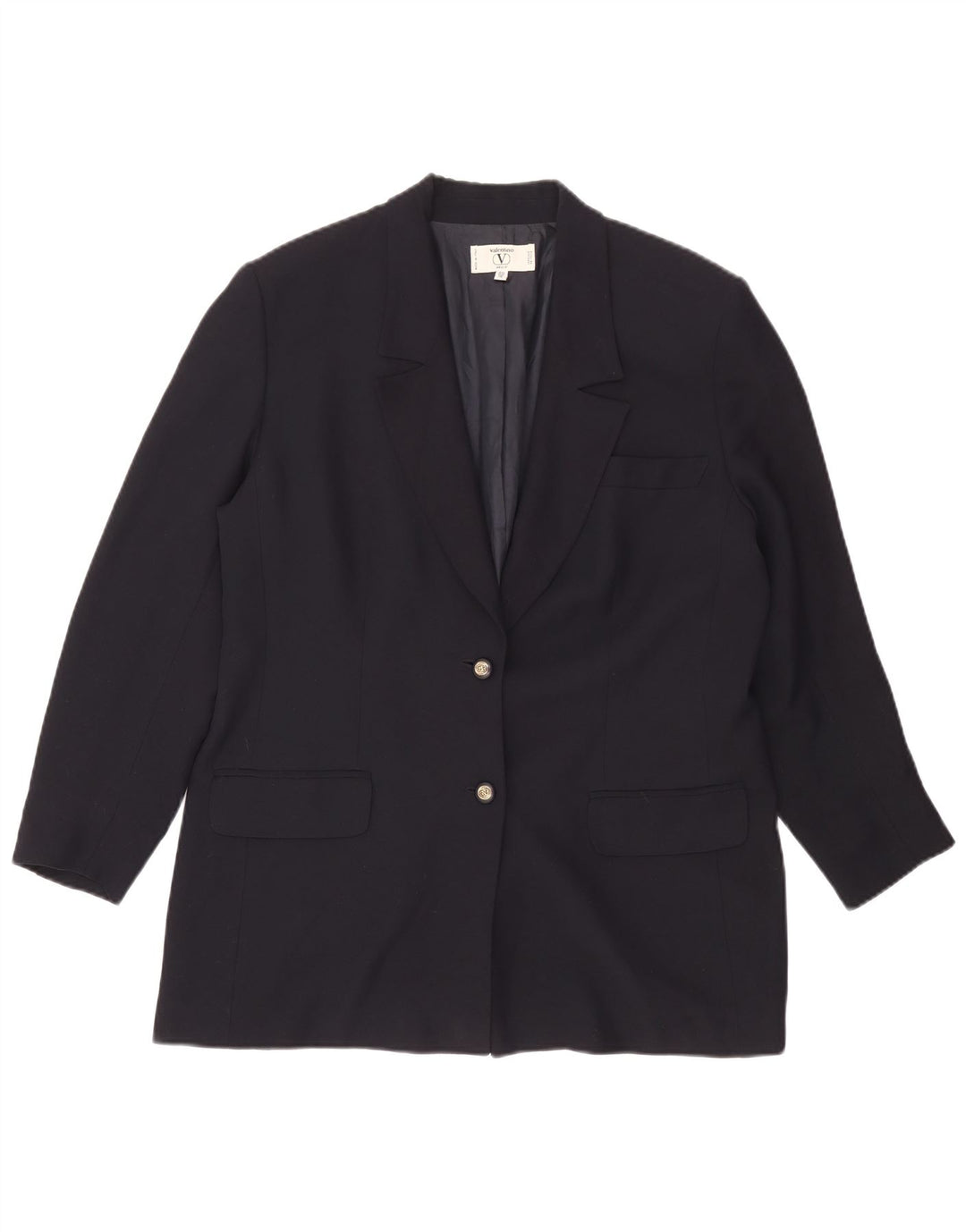 Valentino Dame 2-knaps blazerjakke IT 50 XL Marineblå viskose