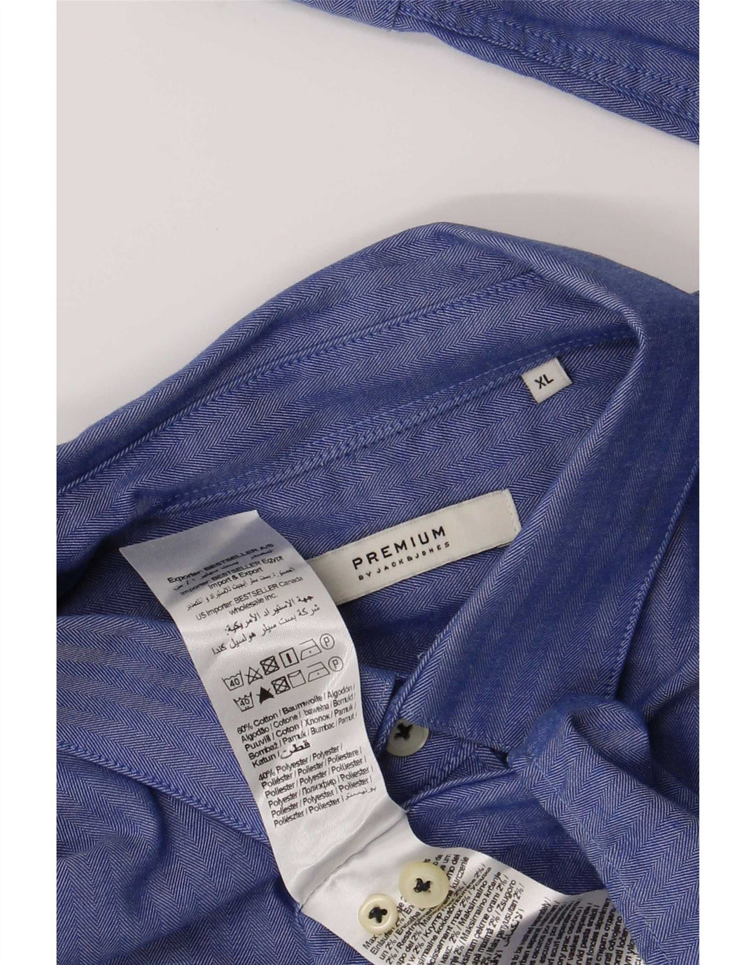 Jack & Jones herreskjorte XL blå sildebensbomuld