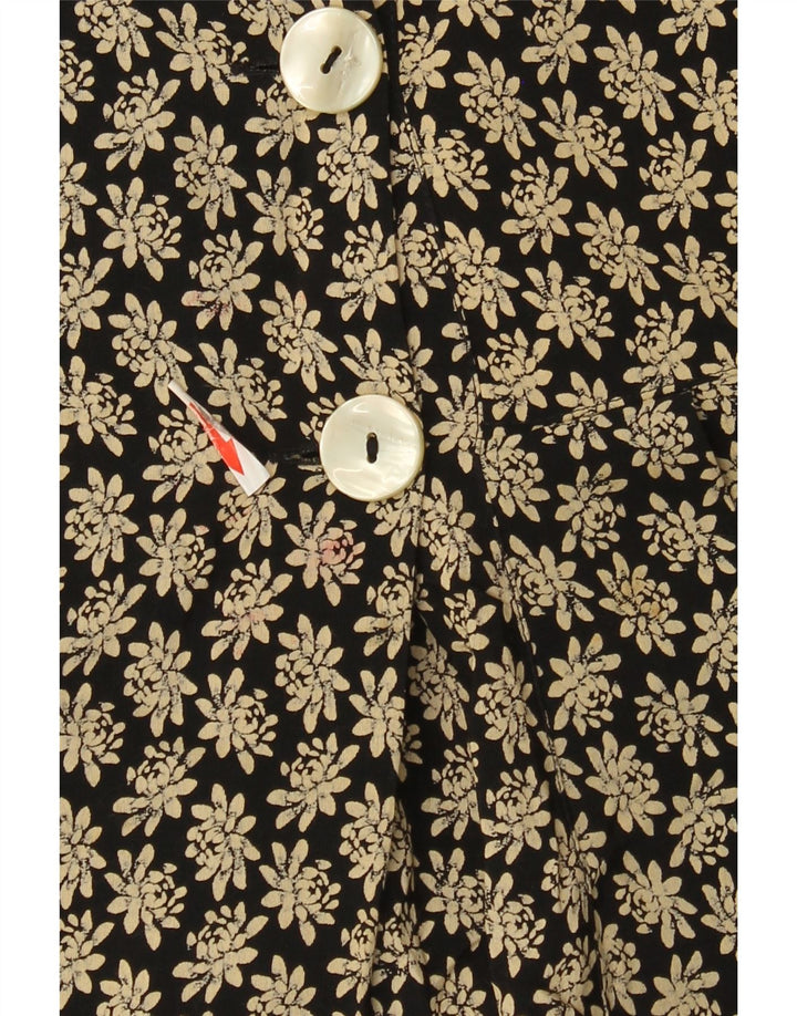 Vintage Kvinders Mini Wrap Nederdel IT 42 Medium W26 Black Floral Viscose