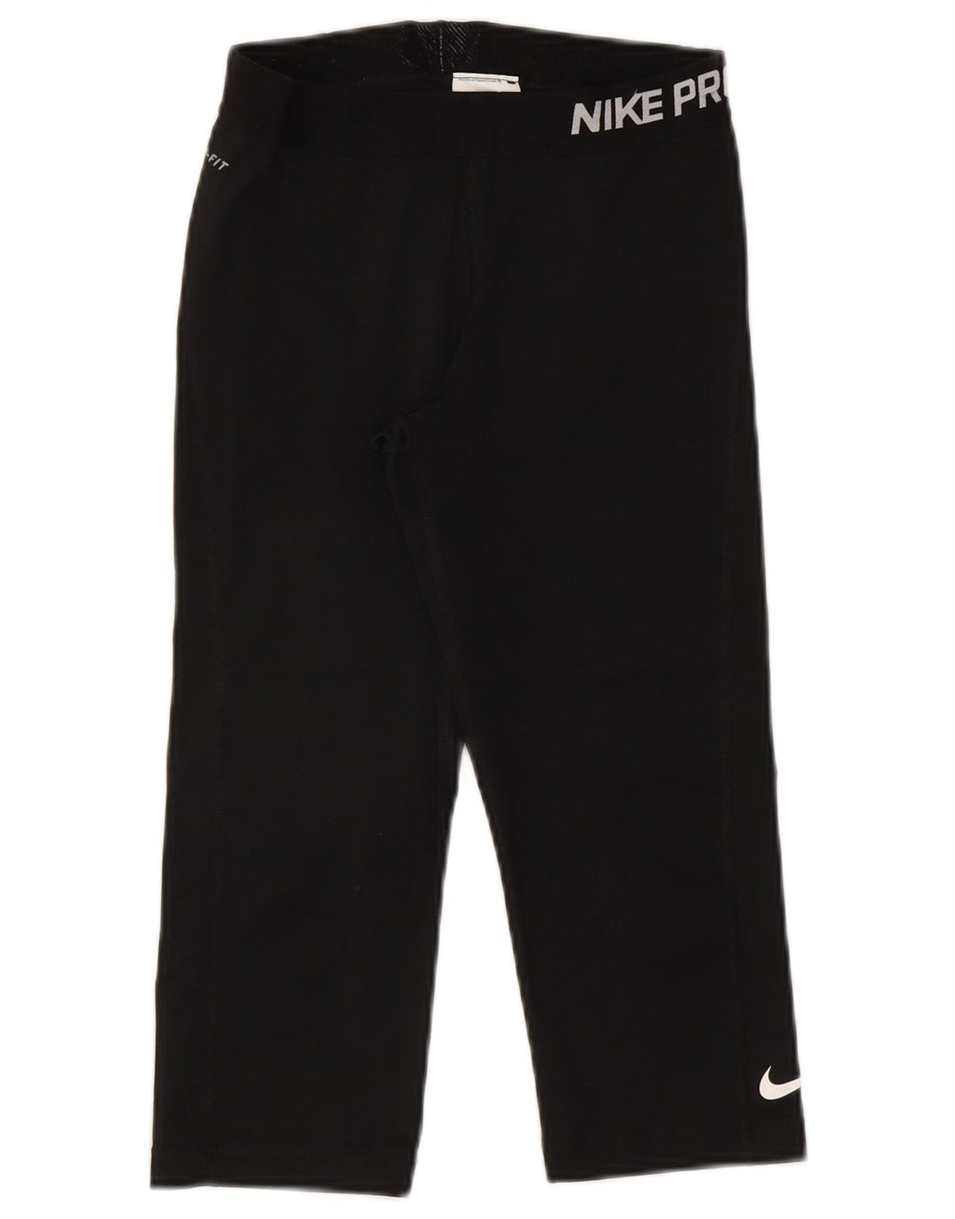 Nike Dame Dri Fit Grafiske Capri Leggings UK 12 Medium Sort Polyester