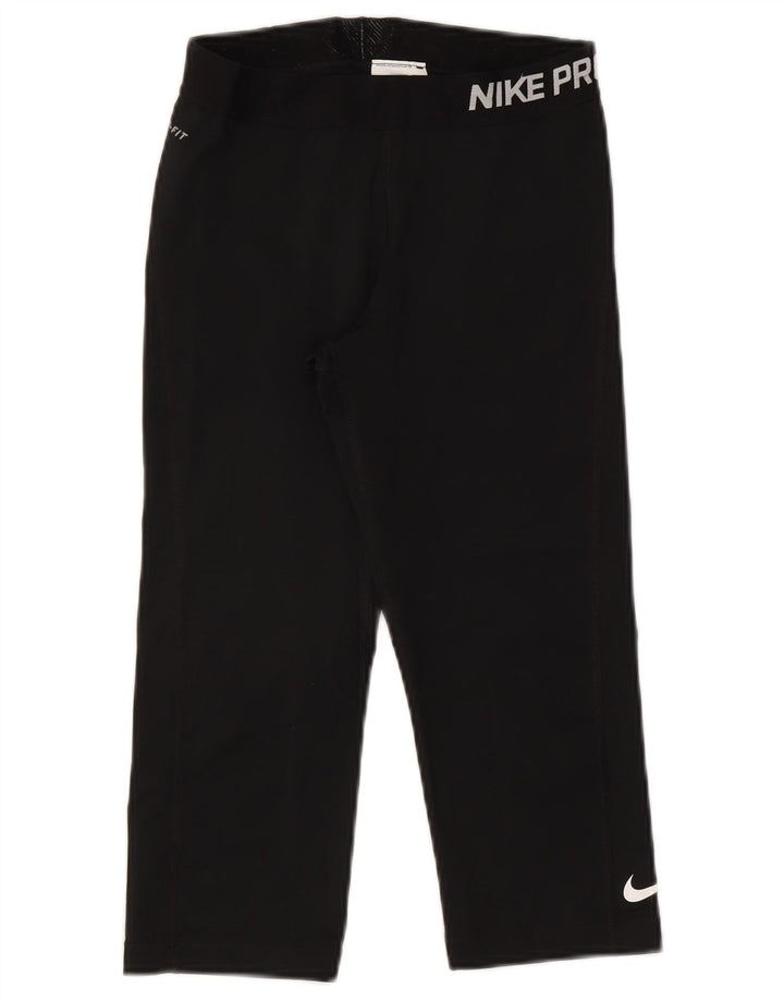 Nike Dame Dri Fit Grafiske Capri Leggings UK 12 Medium Sort Polyester