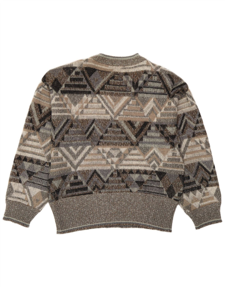 Bogner herre rund hals sweater lille grå geometrisk akryl